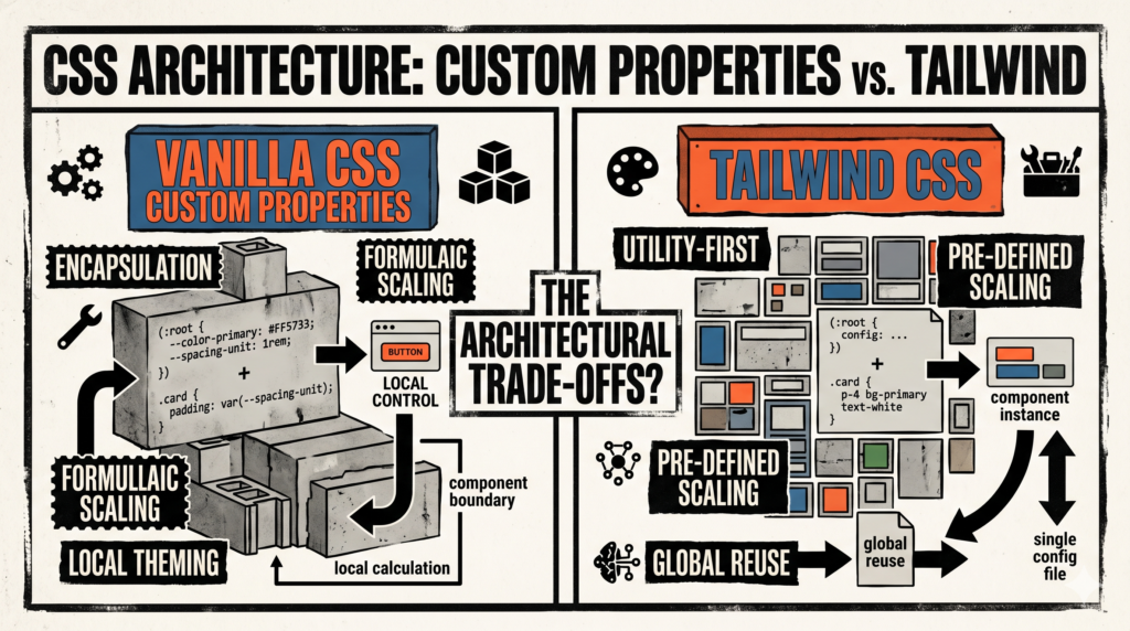 Vanilla CSS Custom Properties vs Tailwind Architectural Trade-Offs